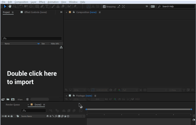 Import video in after-effects