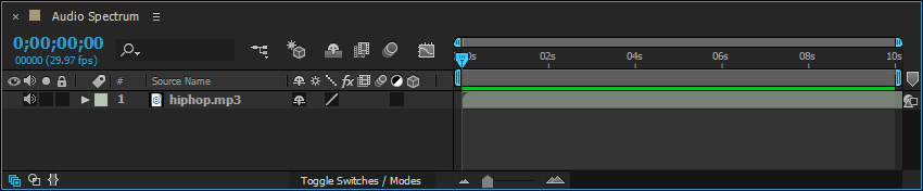audio file on after effects timeline