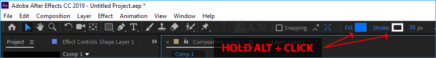 change fill stroke color shape shortcut
