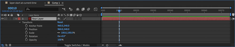 add keyframe shortcut after effects